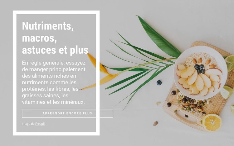 Nutriments, macros et plus Conception de site Web