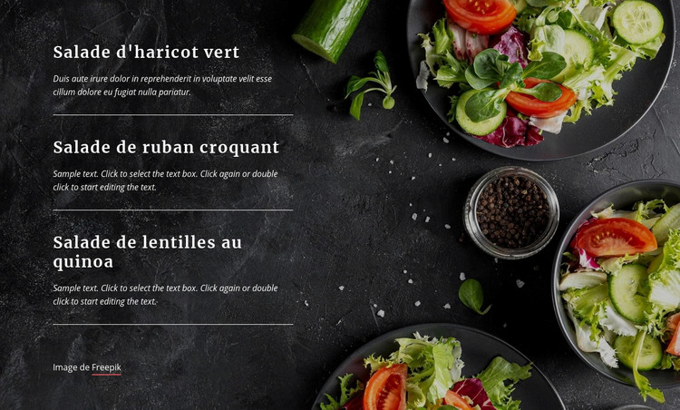Menu du restaurant végétarien Modèle HTML