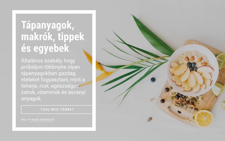 Tápanyagok, makrók és egyebek Weboldal tervezés