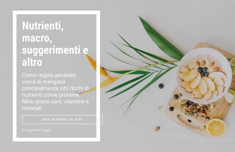 Nutrienti, macro e altro Mockup del sito web