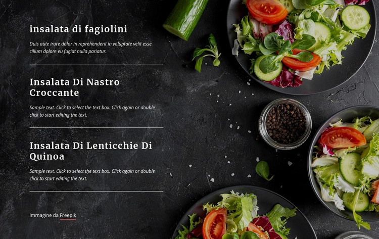 Menu ristorante vegetariano Modello HTML