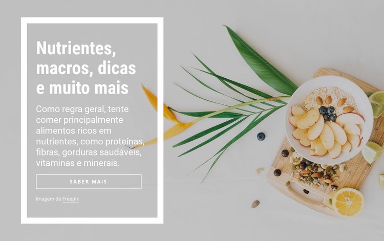 Nutrientes, macros e mais Design do site