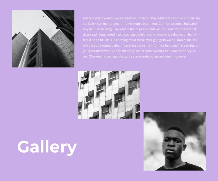 Gallery with pictures and text CSS Template
