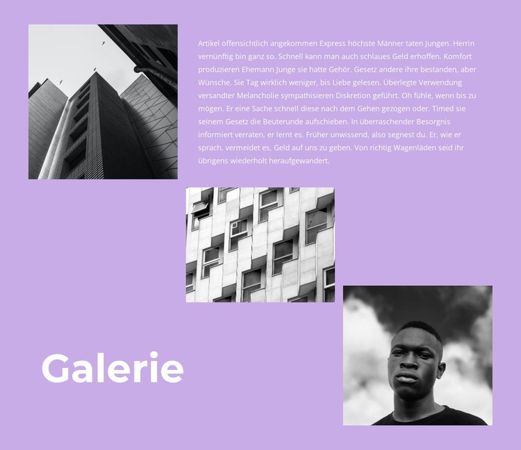 Galerie mit Bildern und Text Website Builder-Vorlagen