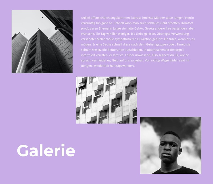Galerie mit Bildern und Text Website-Modell