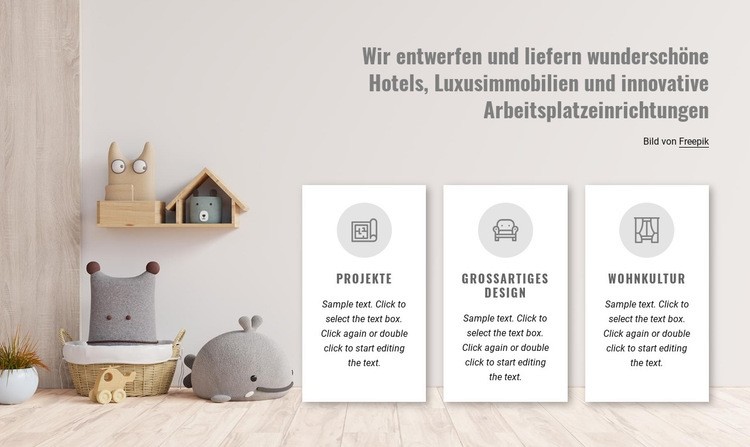 Wir gestalten schöne Innenräume Landing Page