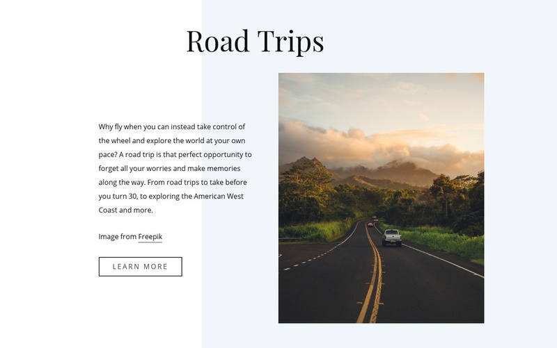 5 Road Travel Tips Elementor Template Alternative