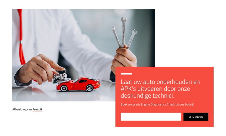 Diagnostische tests en services voor auto's Website mockup
