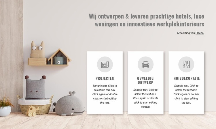 Wij ontwerpen prachtige interieurs Website mockup