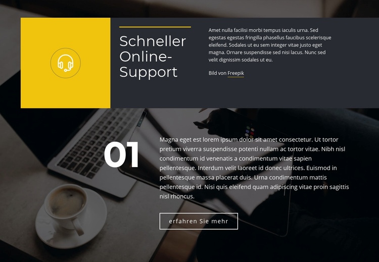 Schneller Online-Support Eine Seitenvorlage