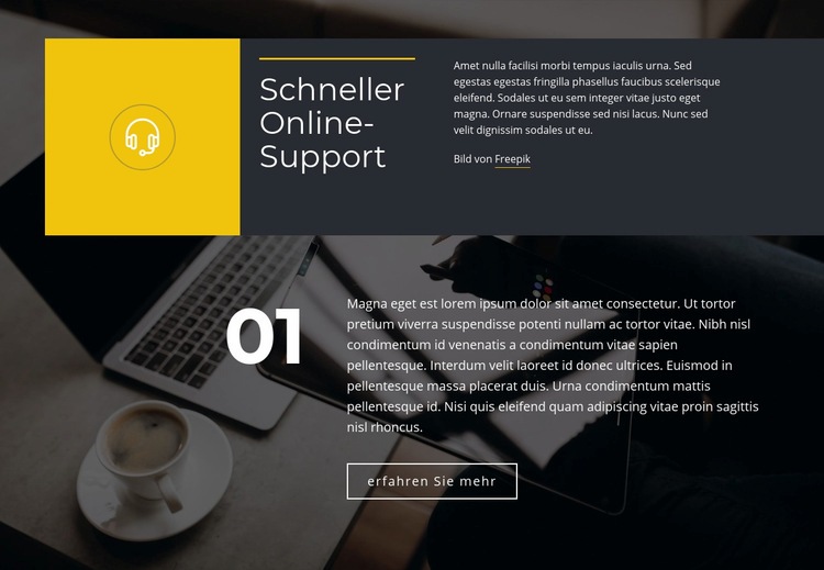 Schneller Online-Support Landing Page