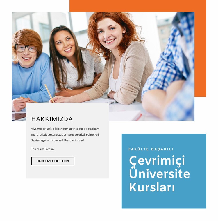 Üniversite kursları Web sitesi tasarımı