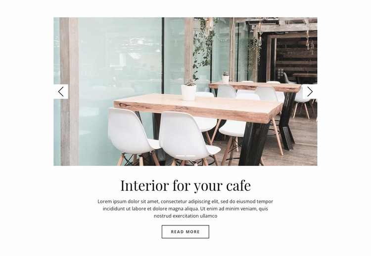 Interior for your cafe Website Mockup