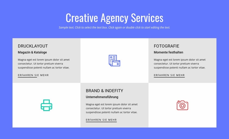 Kreative Werbeagentur Dienstleistungen HTML Website Builder