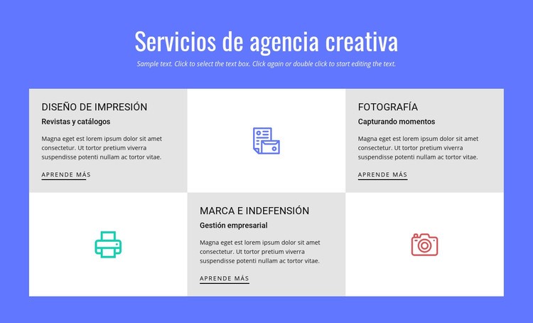 Servicios de agencia de publicidad creativa Página de destino