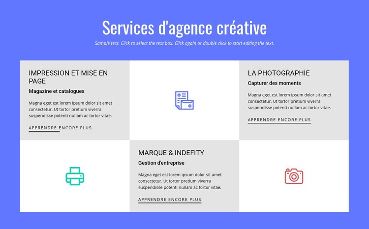 Services d'agence de publicité créative Modèles de constructeur de sites Web