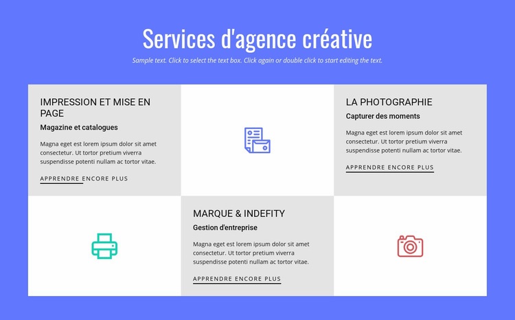 Services d'agence de publicité créative Modèle d'une page