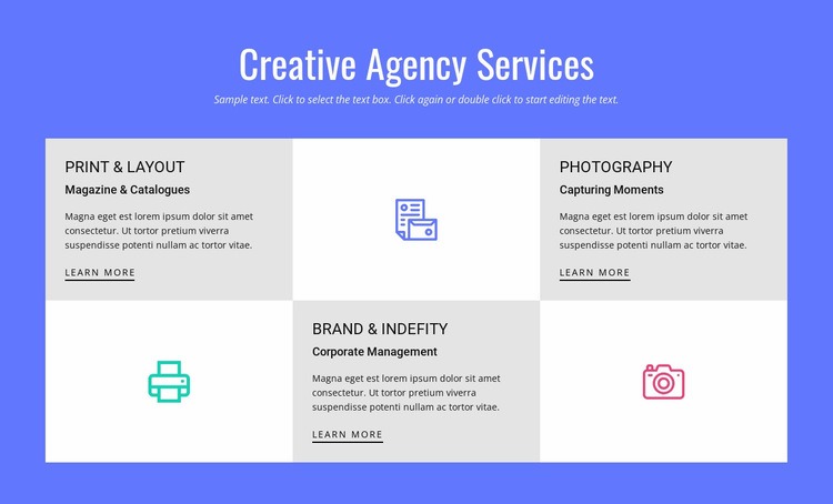 Kreatív reklámügynökségi szolgáltatások Html Weboldal készítő