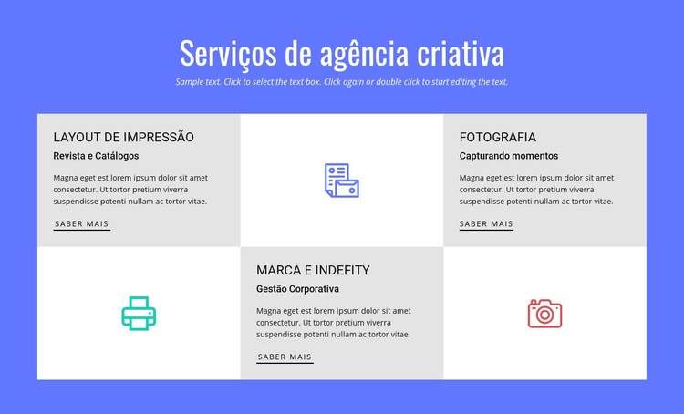 Serviços de agência de publicidade criativa Design do site