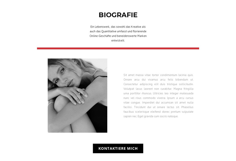 Biografie der Modedesignerin Website-Vorlage