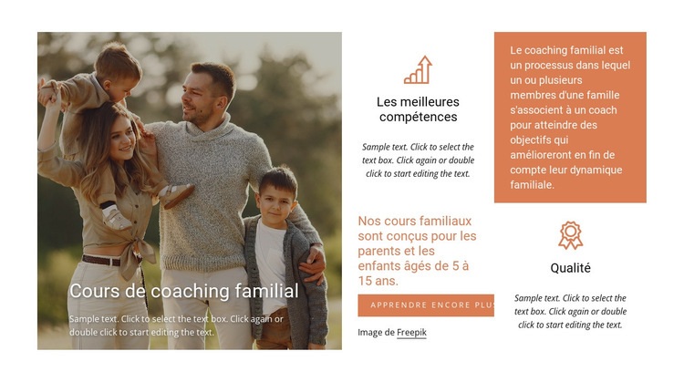 Cours de coaching familial Maquette de site Web