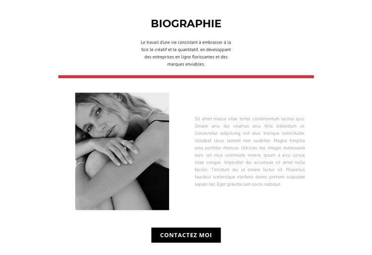 Biographie de créateur de mode Maquette de site Web