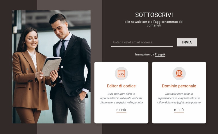 Modulo di iscrizione con immagine Modelli di Website Builder