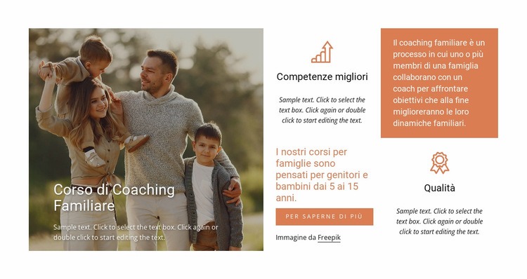 Corso di coaching familiare Mockup del sito web