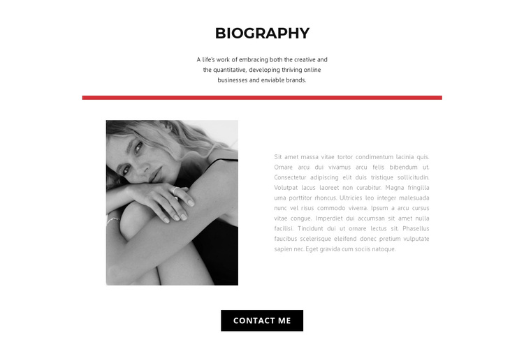 Fashion designer biography Joomla Page Builder