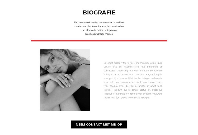 Biografie van modeontwerper Website mockup