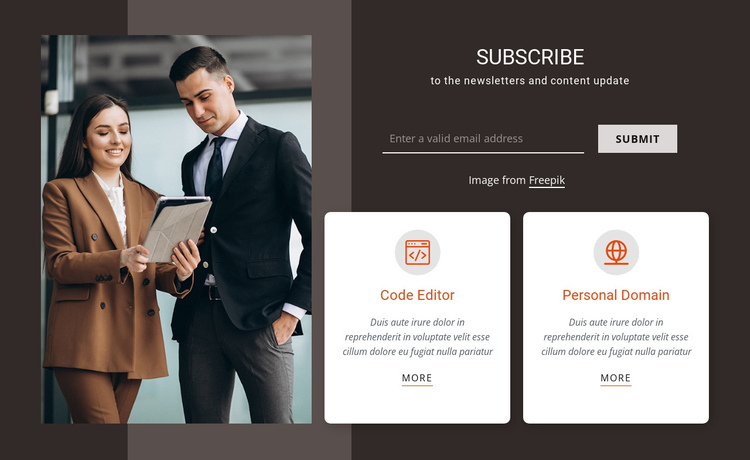 Subscribe form with image One Page Template