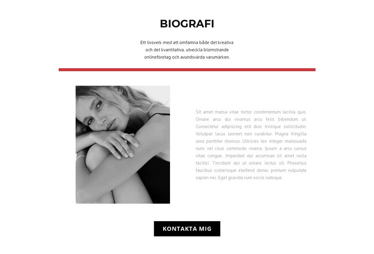 Modedesigners biografi Webbplats mall