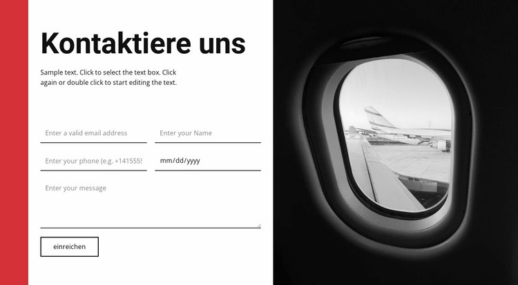 Kontaktformular für Reisebüro Website design