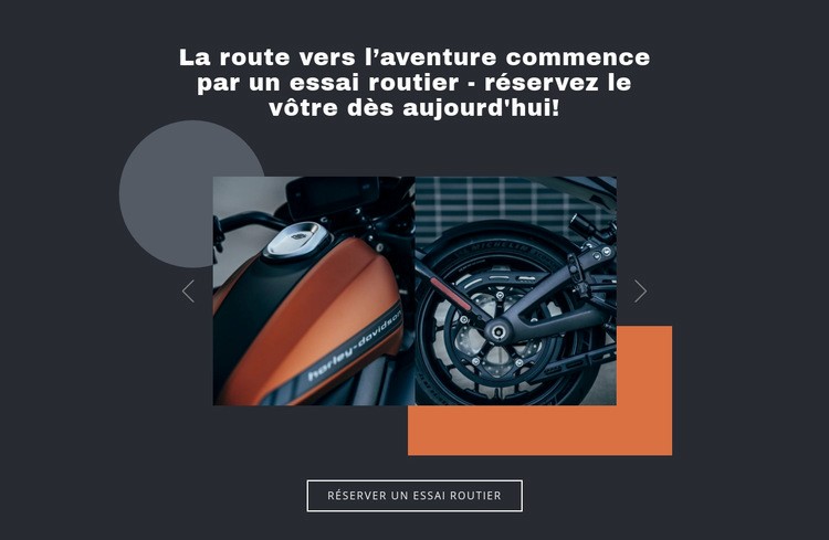 Motos et voitures Maquette de site Web