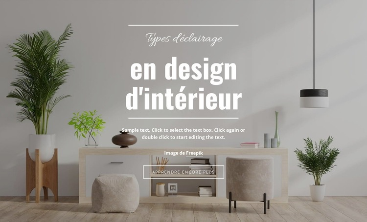 Éclairage dans un intérieur moderne Maquette de site Web