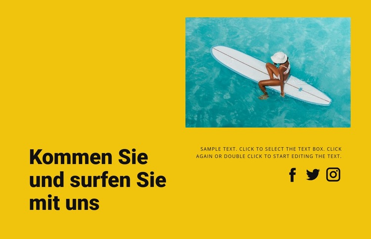Komm surfe mit uns Landing Page