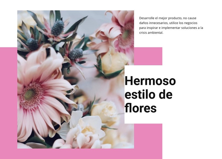 Estilo de hermosas flores Maqueta de sitio web