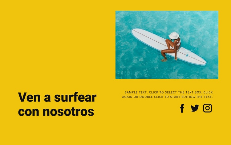 Ven a surfear con nosotros Página de destino