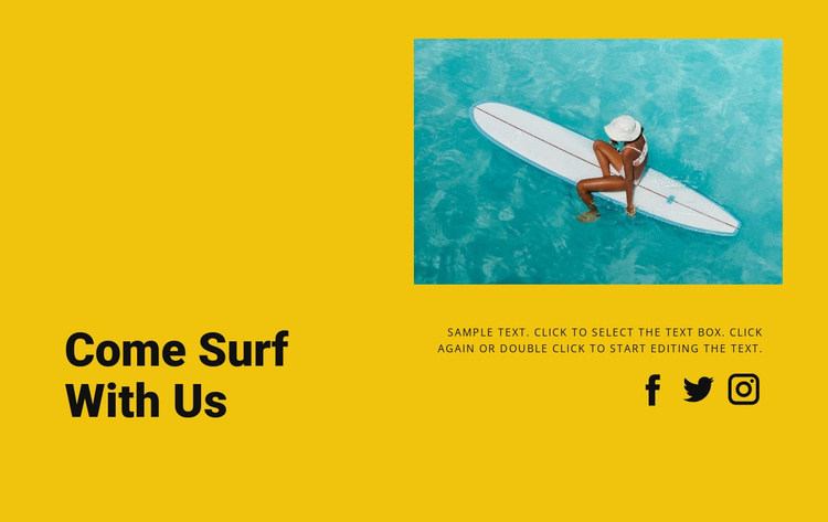 Come surf with us  Landing Page