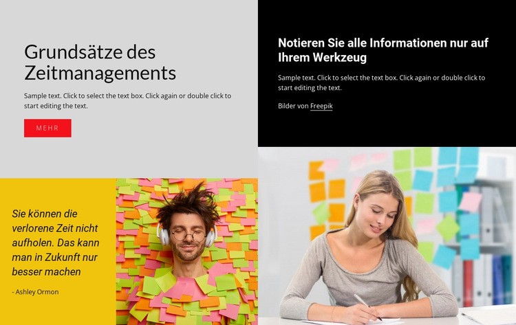 Ideen zum Zeitmanagement Website-Modell