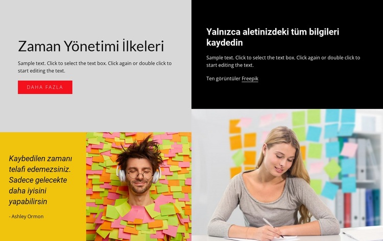 Zaman yönetimi fikirleri Html Web Sitesi Oluşturucu