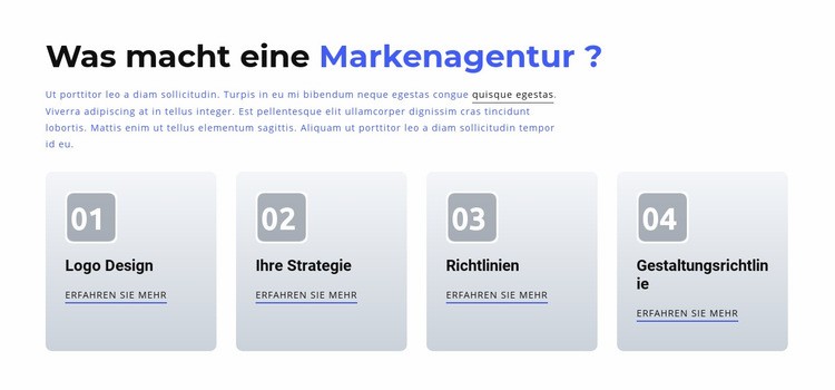 Branding und Digital Agency Landing Page