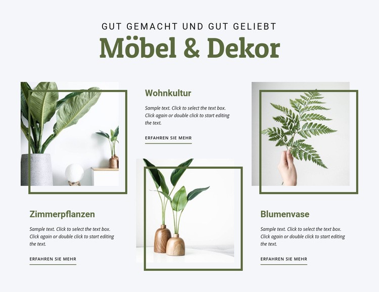 Möbel für den Innenraum Landing Page