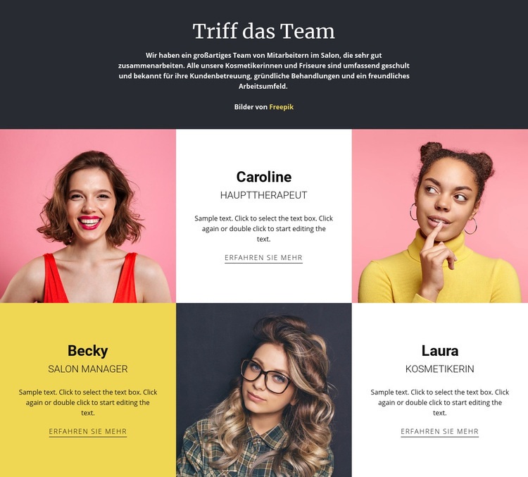 Erstaunliches Modeteam Landing Page