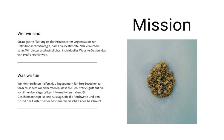 Unsere Mission und Ziele HTML Website Builder