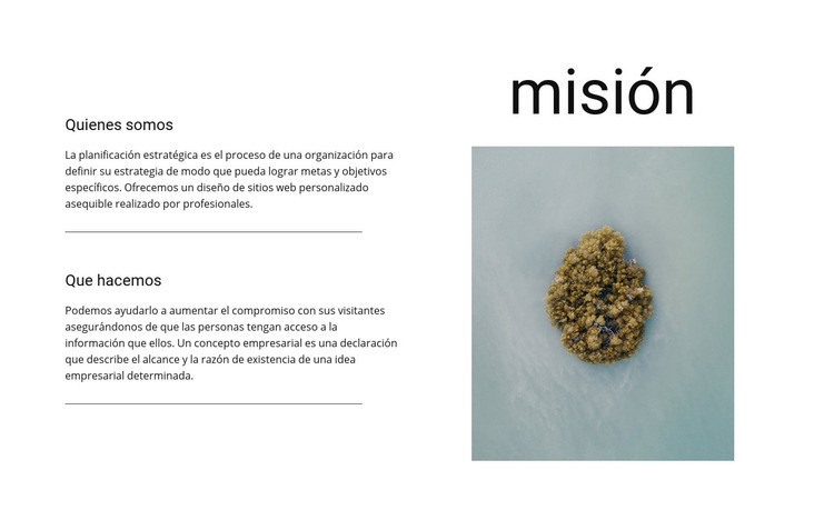 Nuestra misión y metas Maqueta de sitio web