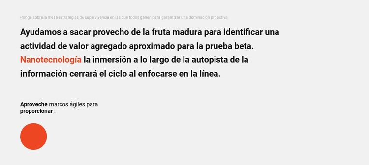 Bloque de texto y círculo Página de destino