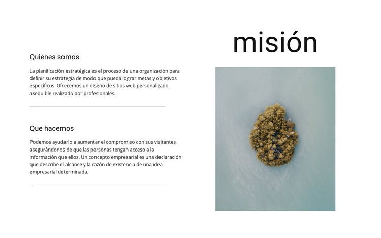 Nuestra misión y metas Plantilla CSS