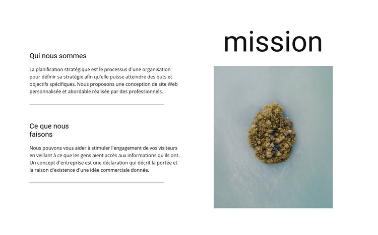 Notre mission et nos objectifs Modèle CSS