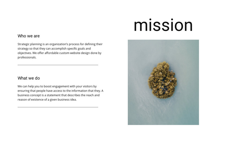 Our mission and goals  Homepage Design